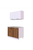 Tdesigno Adel Hazır Mutfak Dolabı 120 cm Tezgah Dahil Değil Ceviz Beyaz - 5