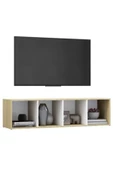 Tdesigno Tdesıgno Eda Televizyon Sehpası - Ünitesi -kitaplık-meşe Beyaz 144 Cm 4 Raflı - 3