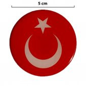 Türk Bayrağı Yuvarlak Damla Etiket Sticker Yapıştırma (2li) 5cm - 2