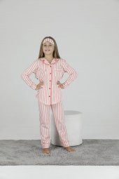 Kız Çocuk Çizgili Pijama Takımı 41656 - 1