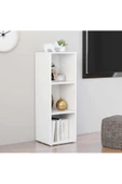 Tdesigno Kitaplık Televizyon Sehpası Ünitesi Beyaz 3 Raflı 30 cm - 1