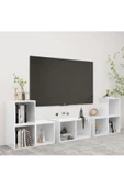 Tdesigno Tdesıgno Gülan Kitaplıklı Televizyon Sehpası - Ünitesi -kitaplık-beyaz 180 Cm 8 Raflı - 1
