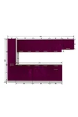 Tdesigno Sıla Hazır Mutfak Dolabı Kiler Dahil 320 Cm /Parlak Mürdüm / Tezgah Dahil Değil - 4