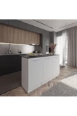 Tdesigno Rita Mutfak Adası Alt Modül 150 cm Beyaz Tezgah Dahil - 1