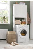 Tdesigno Kumru  Banyo Dolabı-Çok Amaçlı-Çamaşır Makinesi Dolabı Beyaz - 1