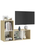 Tdesigno Tdesıgno Maya Kitaplıklı Televizyon Sehpası Ünitesi Kitaplık Meşe Beyaz 90 cm 4 Raflı - 3