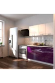 Tdesigno Hale Hazır Mutfak Dolabı – 140 Cm- Parlak Mürdüm Ve Beyaz – Tezgah Dahil Değil - 1