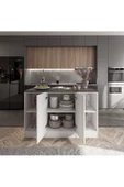 Tdesigno Reina Mutfak Adası Alt Modül 120 cm Beyaz -Antrasit Tezgah Dahil - 3