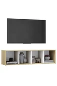 Tdesigno Tdesıgno Eda Televizyon Sehpası - Ünitesi -kitaplık-meşe Beyaz 4 Raflı 30 Cm - 4
