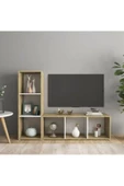 Tdesigno Tdesıgno Onur Kitaplıklı Televizyon Sehpası - Ünitesi -kitaplık-meşe Beyaz 120 Cm 6 Raflı - 1