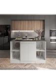 Tdesigno Reina Mutfak Adası Alt Modül 140 cm Beyaz -Antrasit Tezgah Dahil thumbnail 2