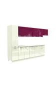 Tdesigno Uraz Hazır Mutfak Dolabı Kiler Dahil 320 Cm/parlak Beyaz Mürdüm /Tezgah Dahil Değil - 4