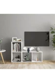 Tdesigno Tdesıgno Belgin Kitaplıklı Televizyon Sehpası - Ünitesi -kitaplık-beyaz 90 Cm 4 Raflı - 1