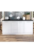 Tdesigno Emilia Mutfak Alt Modül 180 cm Beyaz - Antrasit Tezgah Dahil - 1