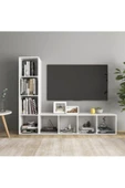 Tdesigno Tdesıgno Yağmur Kitaplıklı Televizyon Sehpası - Ünitesi -kitaplık-beyaz 150 cm 8 Raflı - 1