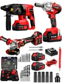 Dragro Germany Pro 128 V 3'lü Set Kırıcı Delici Somun Sıkma Taşlama Makinesi 2 Akülü Kömürsüz Full Set - 1