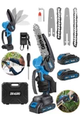 Dragro Alman Pro 598 Vf 20ah Akülü Dal Kesme Budama Testere Bıçkı Makinesi Çift Akülü 15 Cm Yedek Zincirli - 1