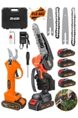Dragro Alman Pro 598 Vf 20 Ah 2 Li Set 4 Akülü Çelik Şanzuman Şarjlı Dal Ağaç Kesme Bağ Budama Makası - 1