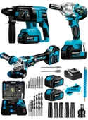 Dragro Germany Pro 128 V 3'lü Set Kırıcı Delici Somun Sıkma Taşlama Makinesi 2 Akülü Kömürsüz Full Set - 1