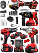 Dragro Alman 999 Vf 20 Ah 4 Lü set Akülü Şarjlı Vidalama Somun Sökme Taşlama Kırıcı Delici Set - 1