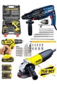 Dragro Alman Pro 3 Lü Set 3000 W Taşlama-4200 W Kırıcı Delici Hilti-58 V Setli Şarjlı Matkap - 1