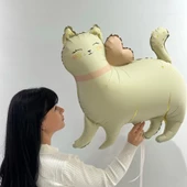 Retro Beyaz Kedi Folyo Balon 67x62 cm thumbnail 2