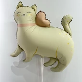 Retro Beyaz Kedi Folyo Balon 67x62 cm thumbnail 1