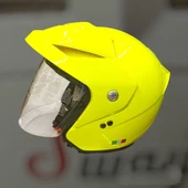 Sway 707 Açık Yarı Camlı Elektrikli Bisiklet Motosiklet Scooter Kaskı M Beden Sarı - 1
