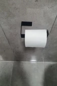 Mat Siyah Tuvalet Kağıdı Tutucu Askısı Wc Kağıtlık Standı  Tuvalet Kağıtlığı Yapışkanlı Vidalı - 2