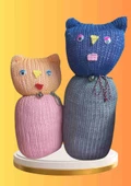 Tıkırık Örgü Yastık Uyku ve Oyun Arkadaşı Şeker&Cingöz - 35 cm-45 cm - 2