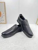 Günlük Siyah Erkek İçi Dışı Hakiki Deri Makosen Bağcıksız Kışlık Casual Ayakkabı 155 - 4