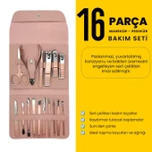 Upway 16 Parça Deri Çantalı Paslanmaz Çelik Manikür Pedikür Yüz Kişisel Bakım Seti - 9