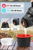 Paslanmaz Çelik 3,2 Litre Termos 48 Saat Sıcak 72 Saat Soğuk Kamp Piknik Seyahatte Kulplu Askılı - 3