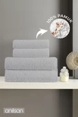 4'lü Gri Havlu Seti %100 Pamuk  - 2 Adet El Havlusu 50x90 ve 2 Adet Banyo Havlusu 70x140 - 1
