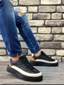 BA0801YÜKSEK TABAN SİYAH TURUNCU PARAŞÜT KUMAŞ CİLT DETAYLI ERKEK AYAKKABI - 1