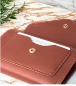 Kadın Fermuarlı çıtçıtlı Bozuk Para Bölmeli Cüzdan Kartlık Aksesuar,yılbaşı Hediyesi kahverengi thumbnail 3