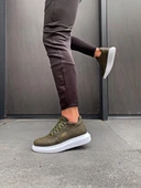 Pabucmarketi Erkek Günlük Ayakkabı Yüksek Taban Haki thumbnail 3