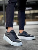 Pabucmarketi Erkek Günlük Ayakkabı Yüksek Taban Siyah (Beyaz Taban) thumbnail 2