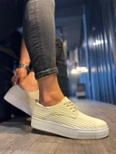 Pabucmarketi Fitilli Desenli Günlük Erkek Ayakkabı Beyaz thumbnail 4