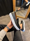 Pabucmarketi Erkek Günlük Klasik Ayakkabı Siyah Beyaz Taban - 2