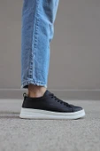 Pabucmarketi Erkek Sneakers Ayakkabı Siyah (Beyaz Taban) thumbnail 2