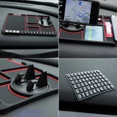 Kaymaz Torpido Üstü Park Telefon Numaralı Telefon Tutucu Renkli Şeritli Araç Matı - 2