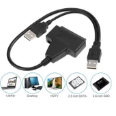 USB 2.0 2.5 3.5 İnç Sata SSD Hdd Hard Disk Dc Güç Çevirici Dönüştürücü Adaptör Kablosu - 3