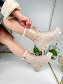 Günlük Kadın Kar Botu Kürklü Bağcıklı Fermuarlı Rahat Yüksek Kalın Tırtıklı Taban Bootie 7441 - 10