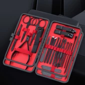 18 Parça Çantalı Profesyonel Manikür Seti -Tırnak Makası- Kaş Makas- Cımbız - Törpü Seti - 1