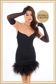 OLIVIA Siyah Mini Elbise - 4