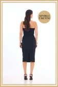 ROSALINDA Siyah Midi Elbise - 5