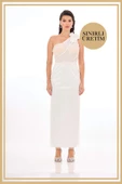 ISADORA Beyaz Midi Elbise - 1