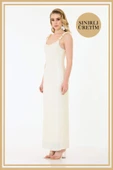 Limited Edition | CAMELLIA Beyaz Uzun Elbise - 4