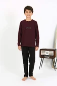 Akbeniz Erkek Çocuk Uzun Kol Penye Pijama Takım 20437 Bordo - 1